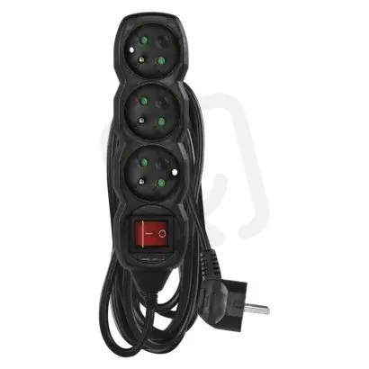 Prodlužovací kabel 5 m 3 zásuvky s vypínačem černý PVC 1,5mm2 EMOS PC1315R Dokud Zásoby Vydrží