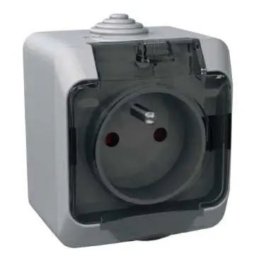 Sezónní Sleva Schneider WDE000642 Zásuvka 230V 16A 2P+PE, šedá s čirým krytem