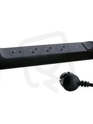 Vysoce Kvalitní PRODLUŽOVACÍ PŘÍVOD 4X2P+T PŘEP. OCHRANA VYP/ZAP KABEL 1,5M ČERNÁ/TMAVĚ ŠEDÁ