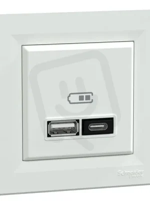 Rychlonabíječka, Asfora, dvojitá USB A+C 21W, s rámečkem, Bílá EPH2700521 Časově Omezené