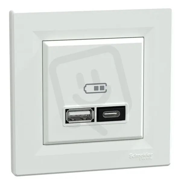 Rychlonabíječka, Asfora, dvojitá USB A+C 21W, s rámečkem, Bílá EPH2700521 Časově Omezené