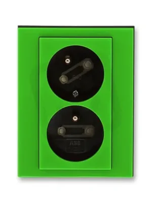 Dvojzásuvka ABB LEVIT s clonkami zelená/kouř. černá 5513H-C02357 67 Zlevněný