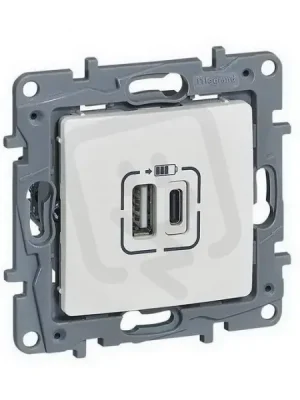 Akce NILOÉ DVOJITÁ NABÍJEČKA USB A+C BÍLÁ LEGRAND 764597
