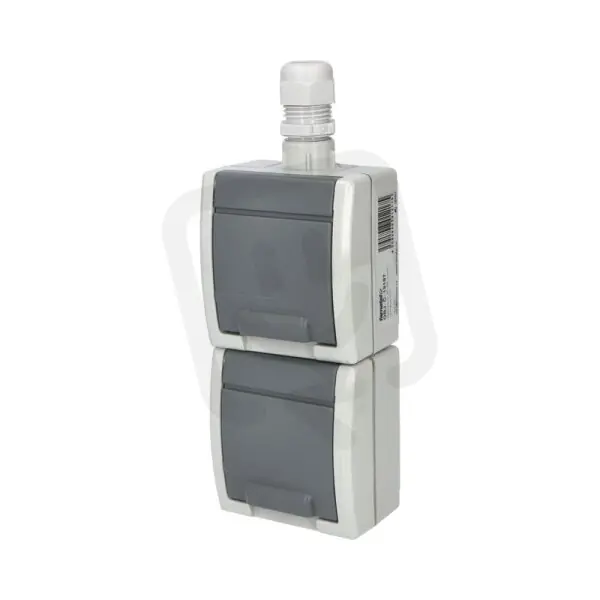 Must-Have ATLAS IP65 Zásuvka 2x 2P+PE 2-nás. svislá s vývodkou M20 šedá FAMATEL 19187