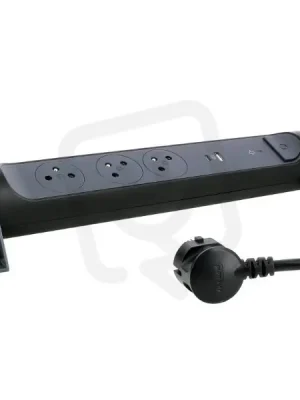 PRODLUŽOVACÍ PŘÍVOD 3X2P+T USB A+C PŘEP. OCHRANA VYP/ZAP KABEL 1,5M ČERNÁ/ŠEDÁ Cenový Hit