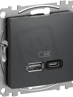 Cenově Výhodný Sedna D/E Dvojitá USB A+C rychlonabíječka 3A 45W, Antracit SCHNEIDER SDD114404