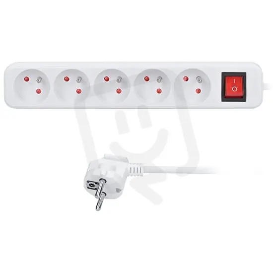 Novinka 5z prodlužovací přívod, 5m, 3 x 1mm2, bílý, vypínač SOLIGHT PP53