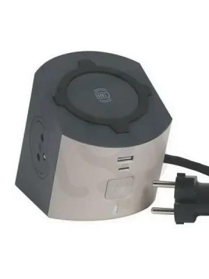 ZÁSUVKOVÝ BLOK 2X2P+T/USB A+C S INDUKČNÍ NABÍJECÍ PLOCHOU, BÍLÁ/HNĚDOŠEDÁ Nejprodávanější