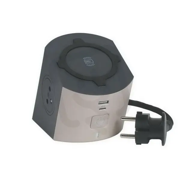 ZÁSUVKOVÝ BLOK 2X2P+T/USB A+C S INDUKČNÍ NABÍJECÍ PLOCHOU, BÍLÁ/HNĚDOŠEDÁ Nejprodávanější