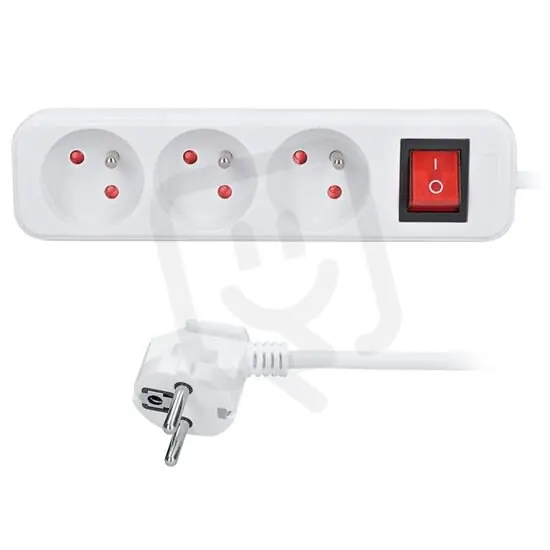 Bezpečná Platba 3z prodlužovací přívod, 2m, 3 x 1mm2, bílý, vypínač SOLIGHT PP11