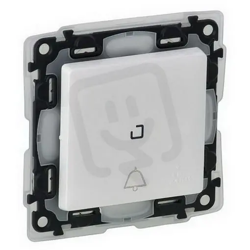 Časově Omezené VALENA LIFE TLAČÍTKO NO-NC SE SYMBOLEM ZVONKU PODSVĚTLENÉ IP44 BÍLÁ LEGRAND