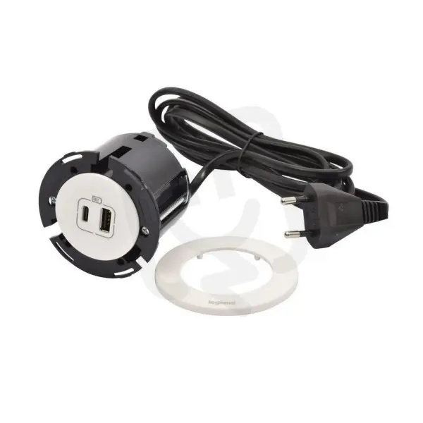 Ihned K Objednání DISQ 60 ZAPUŠTĚNÁ NABÍJEČKA USB A+C BÍLÁ 2M KABEL S VIDLICÍ 2P+T LEGRAND 654730