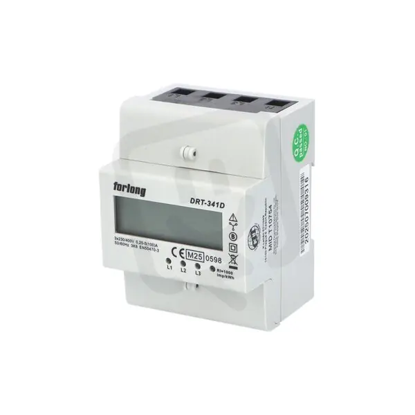 Elektroměr DRT-341D 100A MID, 4mod., LCD, 3-fáz., 1-tar., fakturační 1088319 Rychlé Dodání