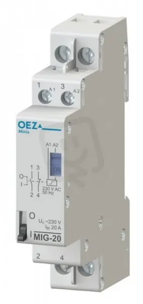Finální Výprodej MIG-20-20-A230 Impulzní relé Ith 20A,Uc AC 230 V, 2x zapínací kontakt OEZ 43186