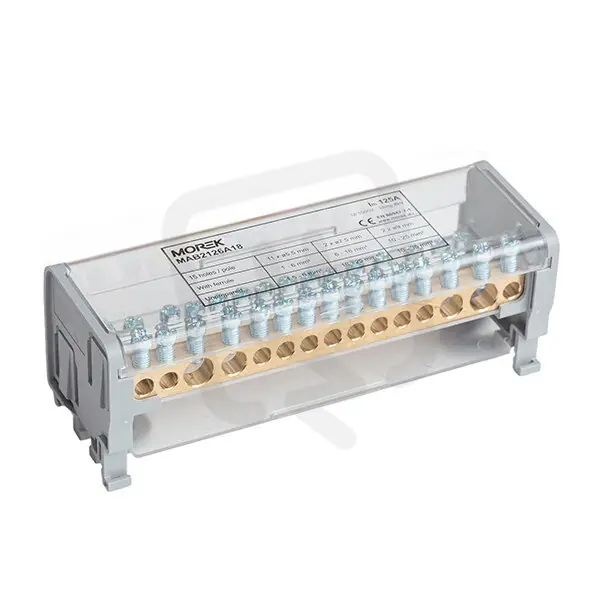 Levný Distribuční blok MOBLOCK MAB 125A-15 (2 pól) 2x35+2x25+11x6mm2 MOREK MAB2126A18