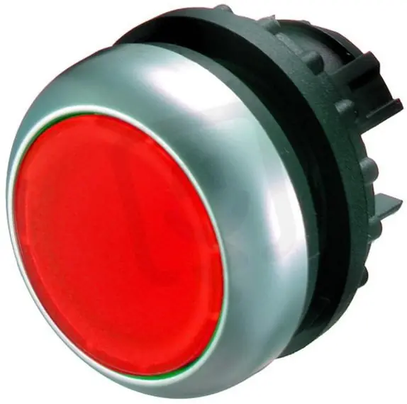 Eaton M22-DRL-R Prosvětlená ovládací hlavice, aretace, kroužek titan, červená Výprodej