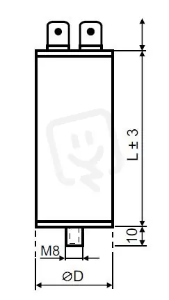 Originální Motorový kondenzátor 8uF 30x75mm faston patní šroub M8 MPB0080041