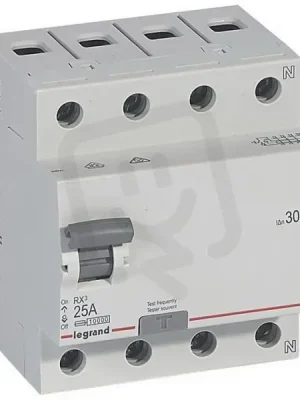 RX3 PROUDOVÝ CHRÁNIČ, 4 PÓLOVÝ, 25A 30MA, TYP A LEGRAND 402074 Omezená Nabídka