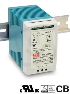 Víkendová Akce Napájecí zdroj na DIN s nabíječkou 100W 27,6V/27,6V MEAN WELL DRC-100B