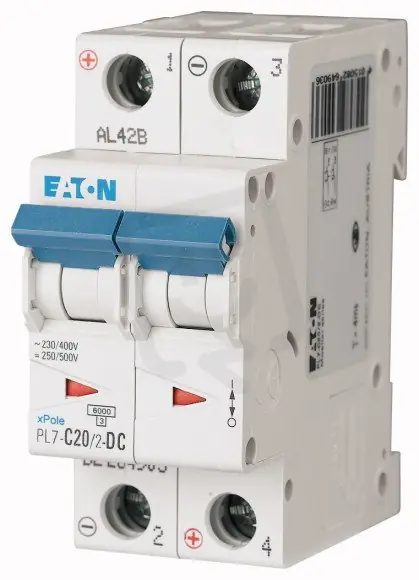 Jistič PL7-C20/2-DC-DC, char. C, 2-pólový, 10kA, 20A EATON 264903 Značkový