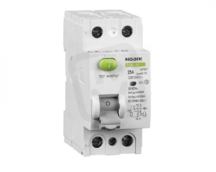 Proudový chránič NOARK 108315 EX9L-N 6kA, 2-pól, 40A, 30mA, typ AC Ihned K Objednání