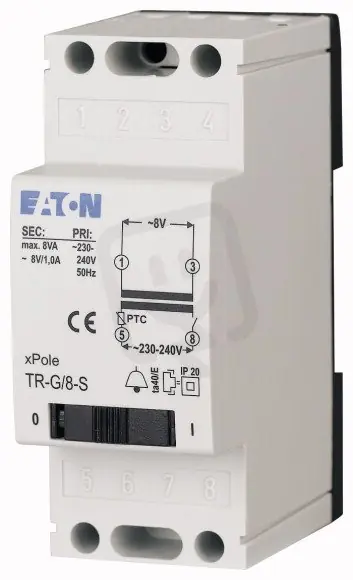 TR-G/8 Zvonkový transformátor Un2=8V 8VA EATON 272480 Sezónní Sleva