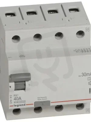 Časově Omezené RX3 PROUDOVÝ CHRÁNIČ, 4 PÓLOVÝ, 40A 30MA, TYP A LEGRAND 402075