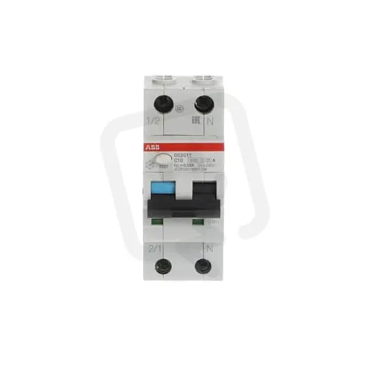 ABB DS201 C10 A30 kombinace jistič/chránič 2P (1P+N) 10A 30mA C 6kA A Časově Omezené