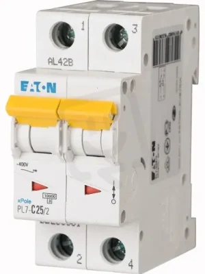 Jistič PL7-C25/2, char C, 2-pólový, 10kA, 25A EATON 263361 Koupit Online