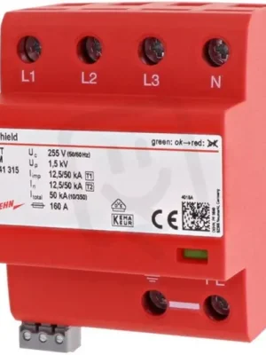 Aplikačně optimalizovaný kombinovaný svodič DEHNshield typ 1+2 pro 3fáz TT/TN-S Ověřený