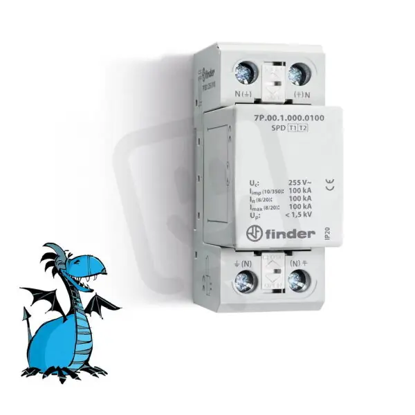 Přepěťová ochrana N-PE/ typ 1, 255VAC, Iimp 100kA FINDER 7P.09.1.255.0100 Oblíbený