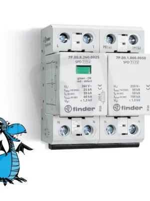 Nakupujte Hned Přepěťová ochrana 1F/ typ 1+2, 260VAC, Iimp 25kA FINDER 7P.02.8.260.1025