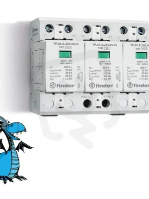 Nejlepší Volba Přepěťová ochrana 3F/ typ 1+2, 260VAC, Iimp 25kA FINDER 7P.03.8.260.1025
