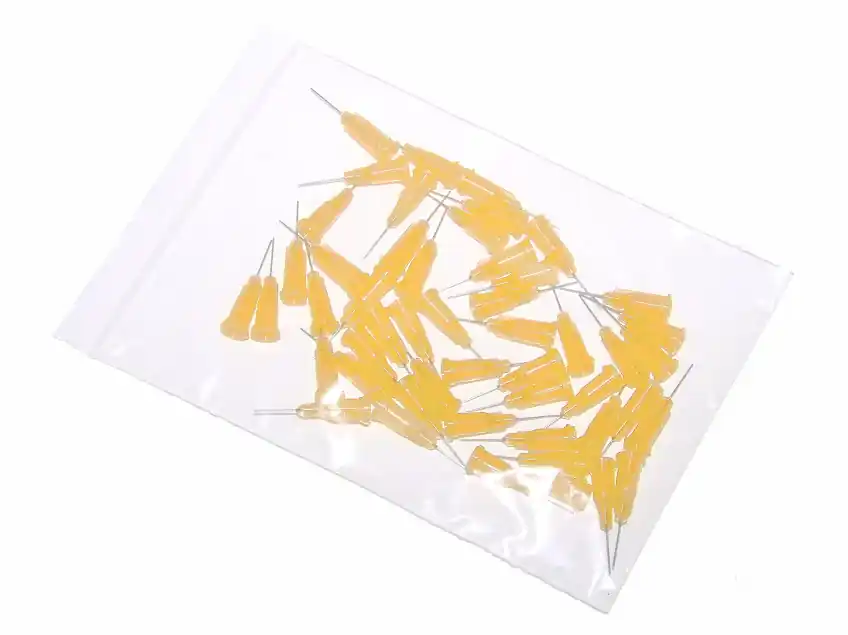 Finální Výprodej Lepené dávkovací jehly s nerezovou kanylou 25,4mm oranžová 23G 50ks