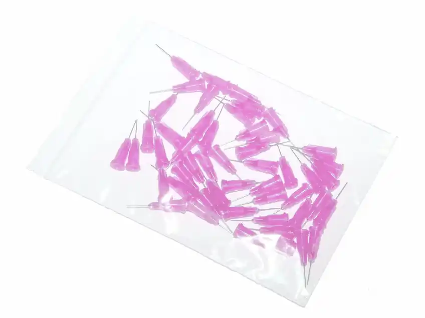 Lepené dávkovací jehly s nerezovou kanylou 25,4mm světle fialová 30G 50ks Speciální Cena