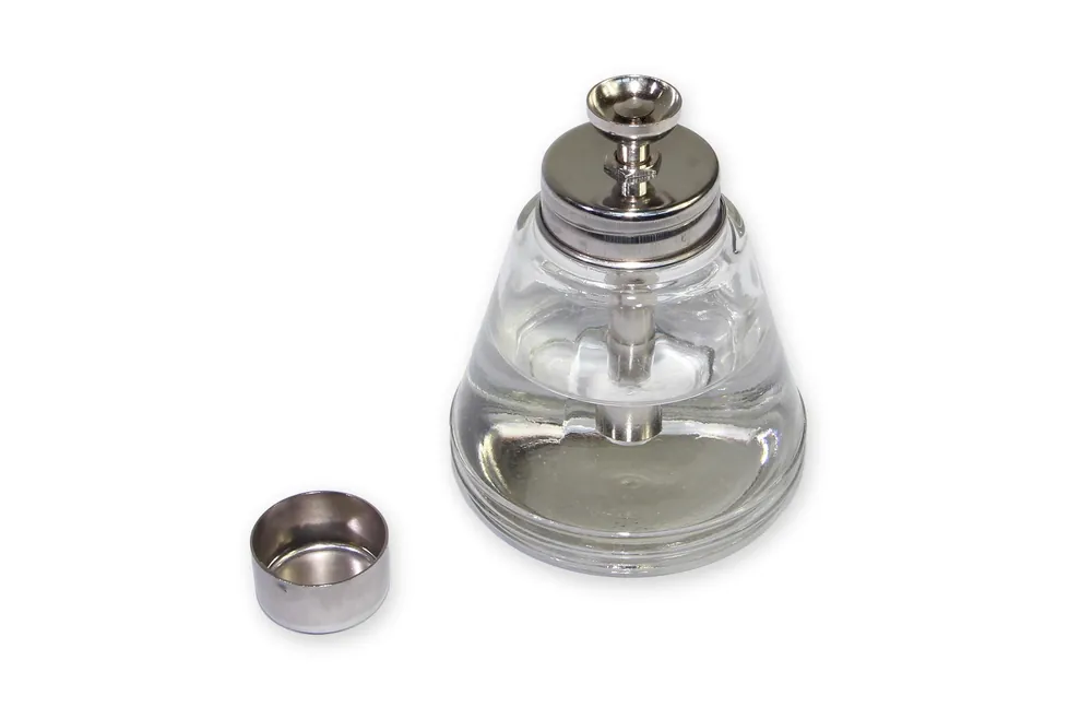 Nádobka na těkavé tekutiny skleněná 150ml s dávkovací pumpou a kalíškem Vysoce Kvalitní
