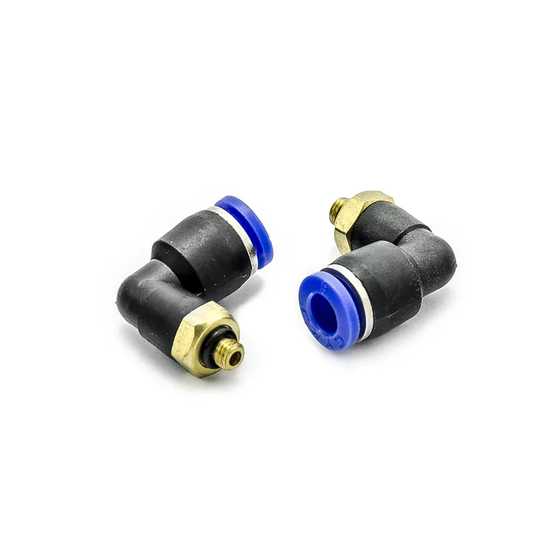 Značkový John Guest 1/4" 6mm rohová spojka - koleno 90° s vnějším M5 závitem