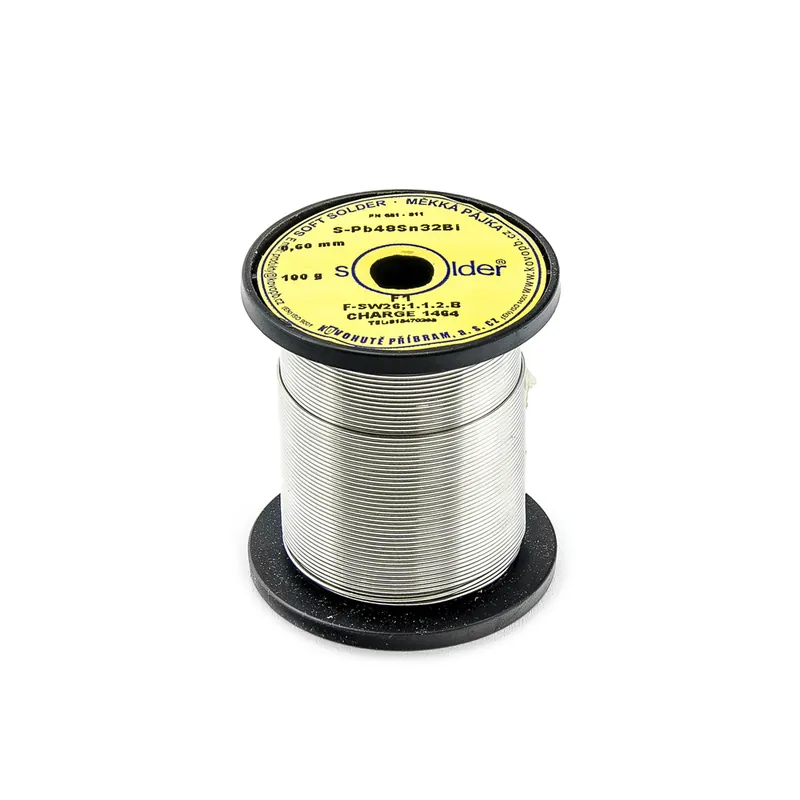 Cín S-Pb48Sn32Bi F1 trubičkový nízkotavitelný 0,6mm 100g Tovární Cena