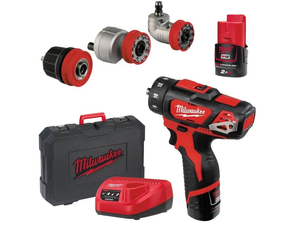 MILWAUKEE M12 BDDXKIT-202C Aku subkompaktní šroubovák 12V / 2,0Ah + výměnné hlavy - 4933447836 Akční Cena