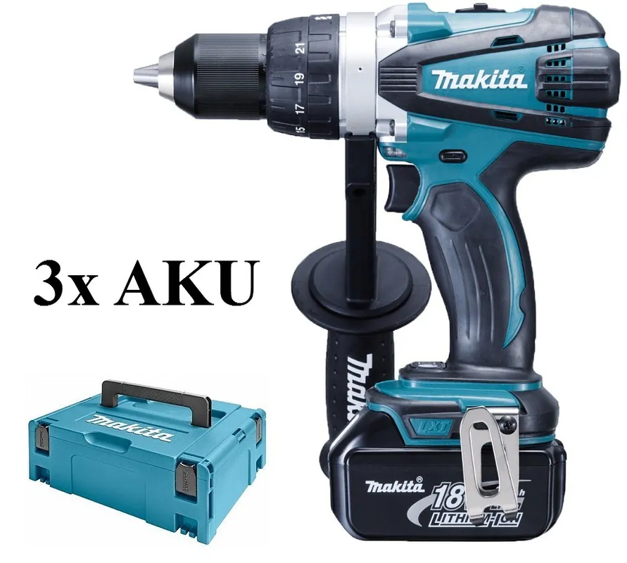 Nejprodávanější MAKITA DDF458RF3J aku vrtačka 18V + 3x aku + systainer