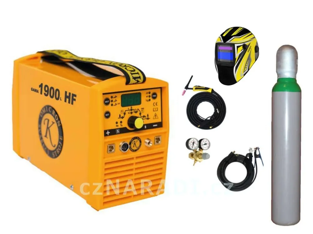 GAMA 1900L HF + kabely + TIG hořák + kukla + ventil + lahev Aktuální