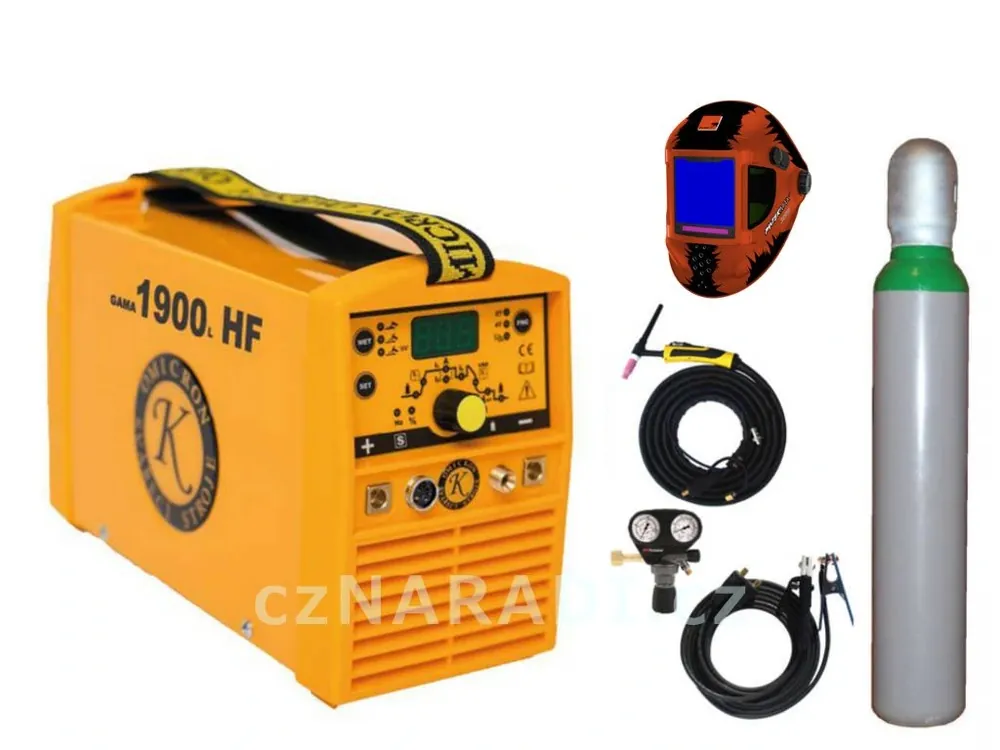 Nová Kolekce GAMA 1900L HF + kabely + TIG hořák + kukla + ventil + lahev SET TOP