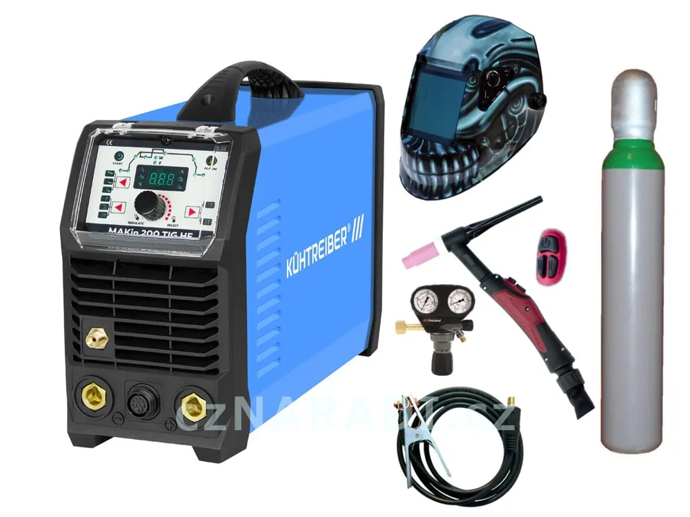 MAKin 200 TIG HF + zem + TIG hořák U/D + kukla + ventil + lahev SET TOP Bezpečná Platba