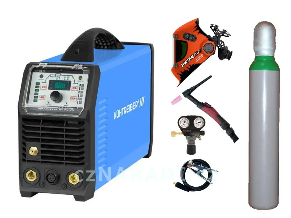 MAKin 200 P HF AC/DC + zem + TIG hořák 4m U/D + kukla + ventil + lahev SET TOP Zlevněný