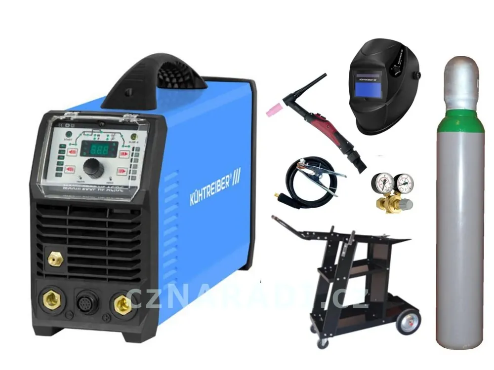 Objednat Nyní MAKin 200 P HF AC/DC + zem + TIG hořák 4m U/D + kukla + ventil + lahev + vozík