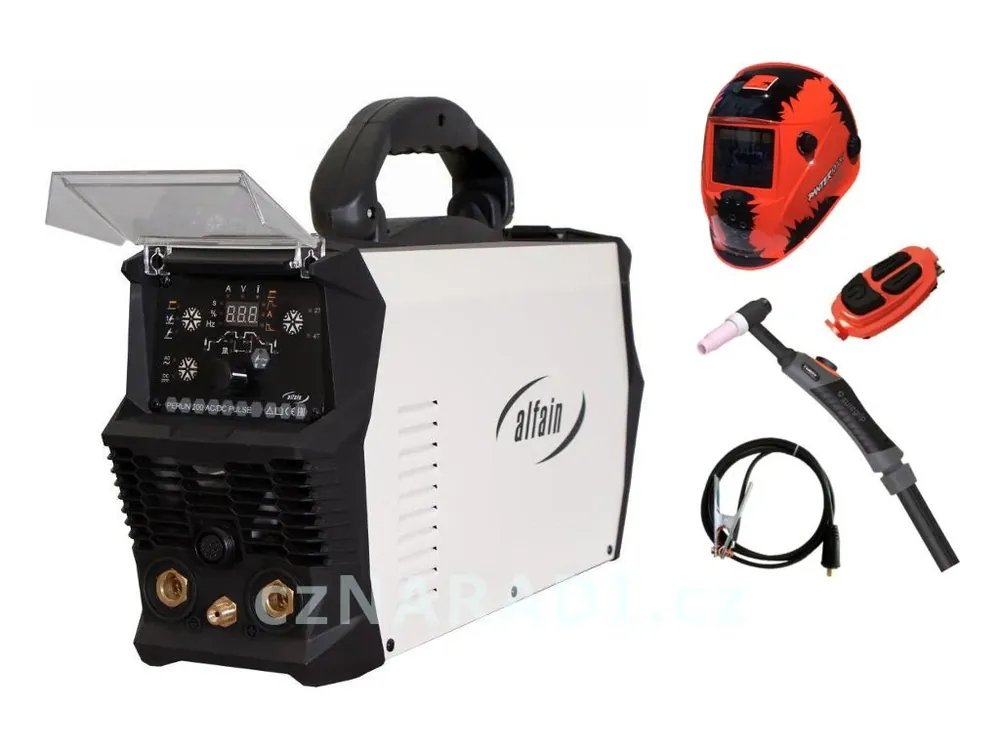 Zlevněný PERUN 200 AC/DC Pulse + TIG hořák PARKER 4m U/D + kukla + zem