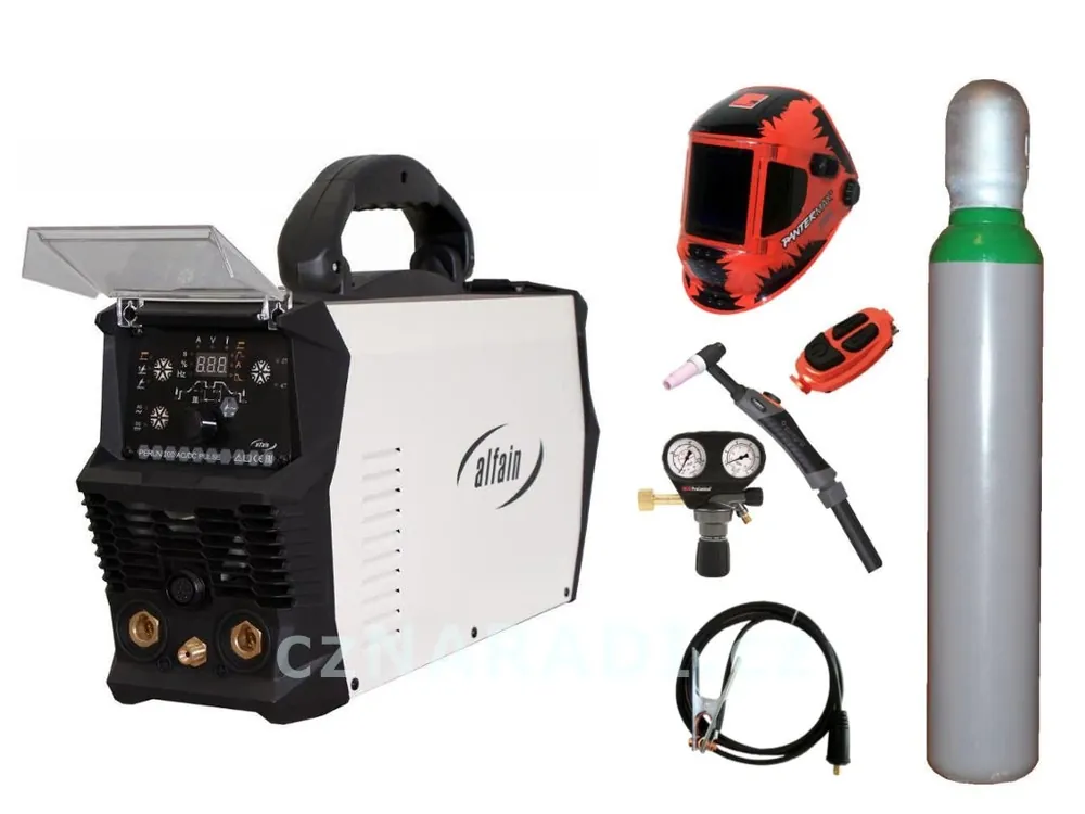 PERUN 200 AC/DC Pulse + TIG hořák PARKER 4m U/D + kukla + ventil + lahev SET TOP Ihned K Objednání