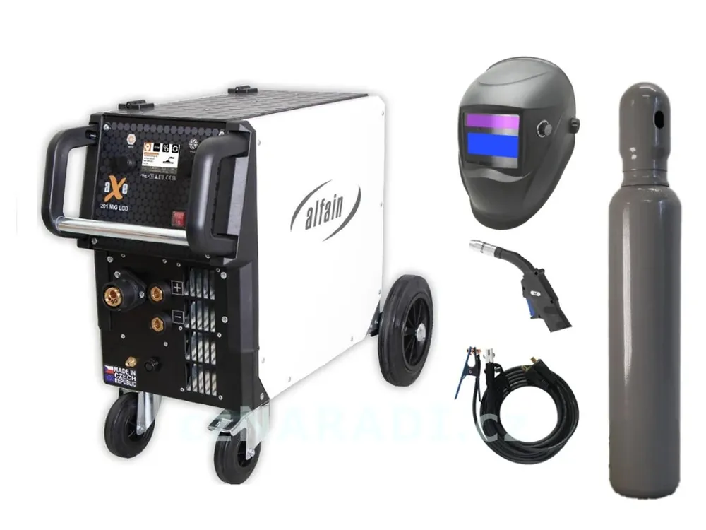 Omezená Nabídka aXe 201 MIG LCD + hořák ARC M1 + kabely + ventil + kukla + lahev