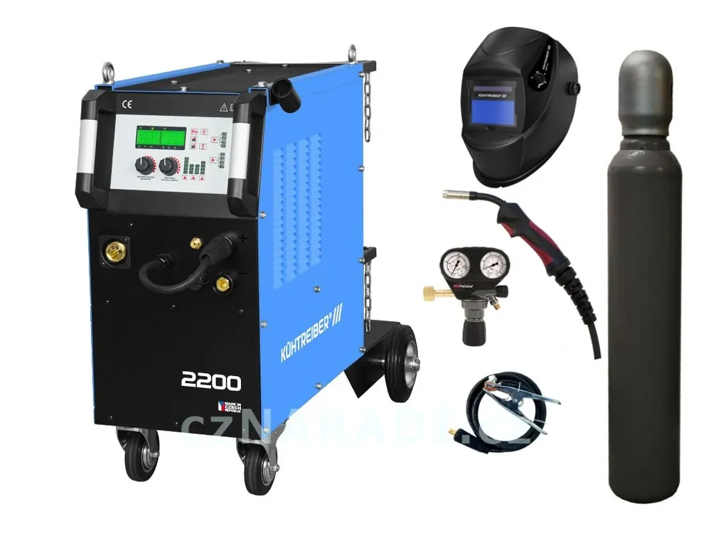 Originální KITin 2200 Multi MIG Synergic V2 + hořák + ventil + kukla + lahev SET TOP
